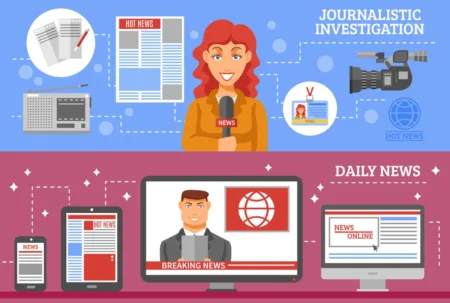 Dari Jurnalis ke Penulis Konten: Krisis Media 2022–2025 dan Ancaman Hilangnya Fungsi Kritis Pers Mass Media Banners Set
